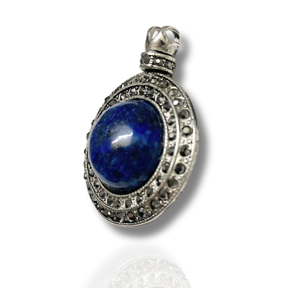 Antique Blue Lapis Lazuli Gemstone Silver  Pendant